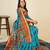 skyblue soft semi cotton saree with blouse piece