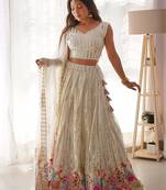 white georgette sequins embroidered lehenga choli