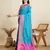 blue patola silk blend saree with contrast weave meenakari & tassels