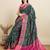 green patola silk blend saree with contrast weave meenakari & tassels