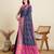 navy blue patola silk blend saree with contrast weave meenakari & tassels
