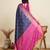 navy blue patola silk blend saree with contrast weave meenakari & tassels