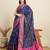 navy blue patola silk blend saree with contrast weave meenakari & tassels