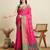 pink patola silk blend saree with contrast weave meenakari & tassels