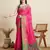 pink patola silk blend saree with contrast weave meenakari & tassels