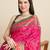 pink patola silk blend saree with contrast weave meenakari & tassels