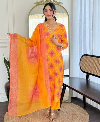  Rayon Embroidery work Straight Kurta with Pant and Dupatta Set 1