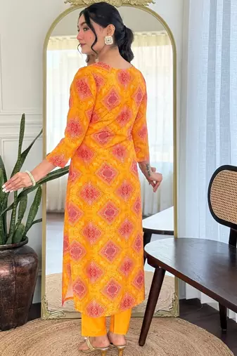  Rayon Embroidery work Straight Kurta with Pant and Dupatta Set