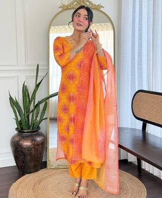  Rayon Embroidery work Straight Kurta with Pant and Dupatta Set 4