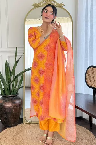  Rayon Embroidery work Straight Kurta with Pant and Dupatta Set