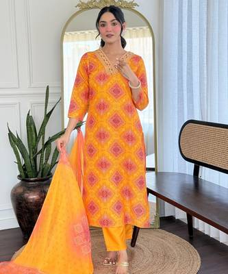  Rayon Embroidery work Straight Kurta with Pant and Dupatta Set 5