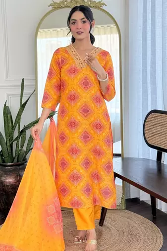  Rayon Embroidery work Straight Kurta with Pant and Dupatta Set