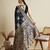 blue satin saree with rich zari motifs