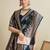 blue satin saree with rich zari motifs