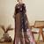brown satin saree with rich zari motifs