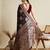 brown satin saree with rich zari motifs