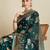dark green satin saree with contrast zari border and blouse