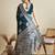 turquoise satin saree with contrast zari border and blouse