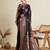 wine satin saree with contrast zari border and blouse