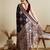 wine satin saree with contrast zari border and blouse