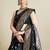 black satin saree with contrast zari border and blouse