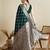 green satin saree with contrast zari border and blouse