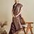 maroon satin saree with contrast zari border and blouse