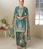 Teal Bayou hand embroidered palazZo suit