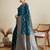 blue satin saree with contrast zari border and blouse