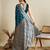 blue satin saree with contrast zari border and blouse