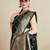 green satin saree with contrast zari border and blouse