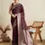 maroon satin saree with contrast zari border and blouse