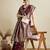 maroon satin saree with contrast zari border and blouse