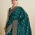 turquoise satin saree with contrast zari border and blouse