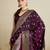 wine satin saree with contrast zari border and blouse