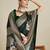 green satin saree with contrast zari border and blouse