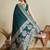 green satin saree with contrast zari border and blouse