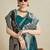 green satin saree with contrast zari border and blouse