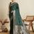 green satin saree with zari motifs contrast border and blouse