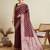 maroon satin saree with zari motifs contrast border and blouse