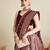 maroon satin saree with zari motifs contrast border and blouse