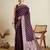 wine satin saree with zari motifs contrast border and blouse