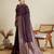 wine satin saree with zari motifs contrast border and blouse