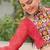 Red Georgette Print With Embroidery Work Navratri Lehenga choli