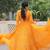 Yellow Georgette Print With Embroidery Work Navratri Lehenga choli