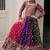 Multi Colour Georgette Print With Embroidery Work Navratri Lehenga choli