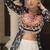 Multi Colour Georgette Print With Embroidery Work Navratri Lehenga choli