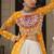 yellow Georgette Print With Embroidery Work Navratri Lehenga choli