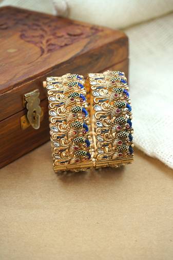 Ethnic peacock kada bangle set