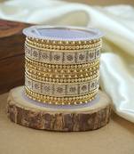 Sparkle gold & pearl studded bangle set